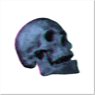 3D Low Poly Skull Magenta and Cyan Posters and Art